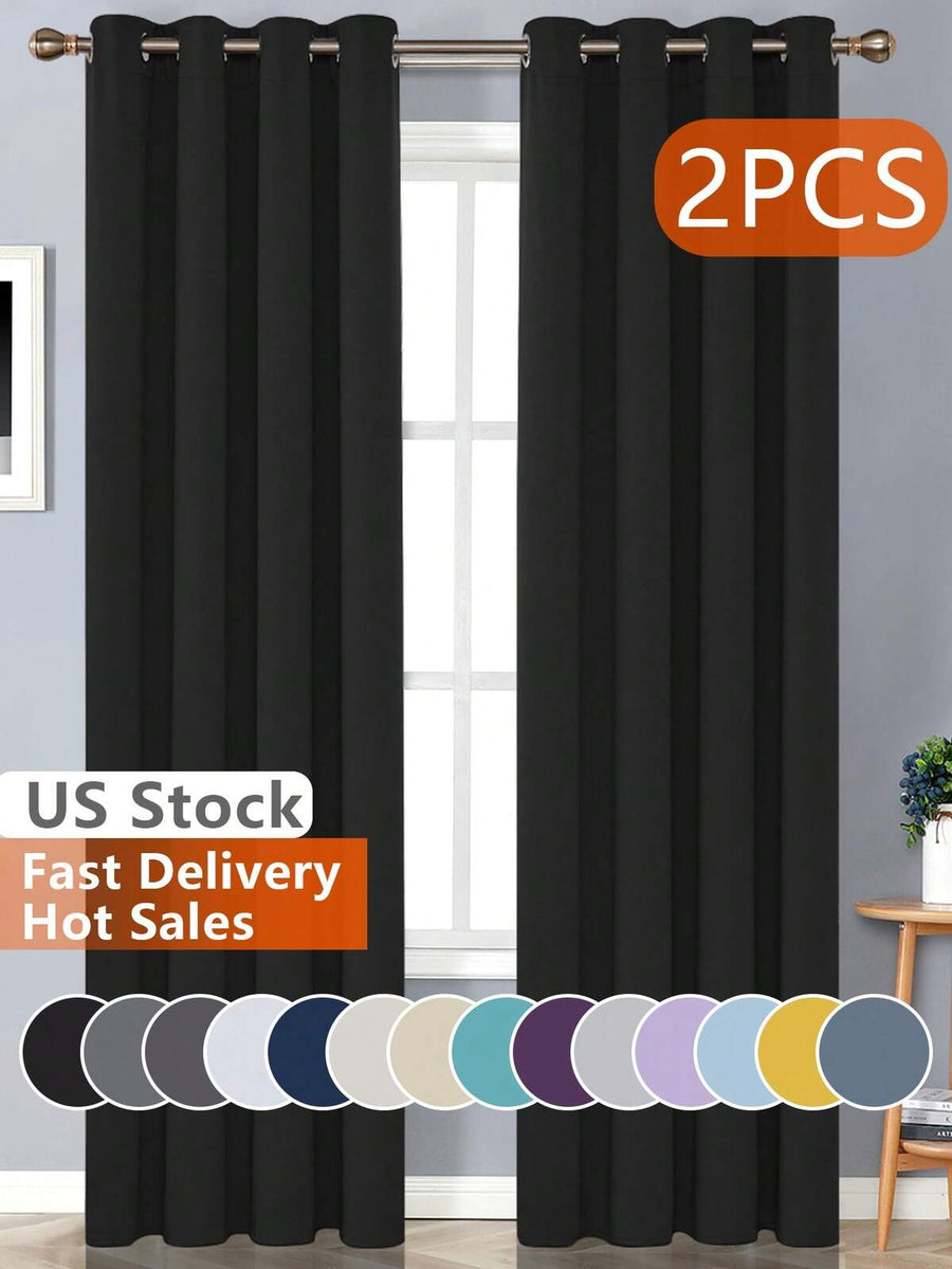 Estelar Textiler 2pcs Gray & White Blackout Curtains, 84 Inch & 96 Inch Length, Suitable For Living Room & Bedroom, 75%-85% Blackout Rate