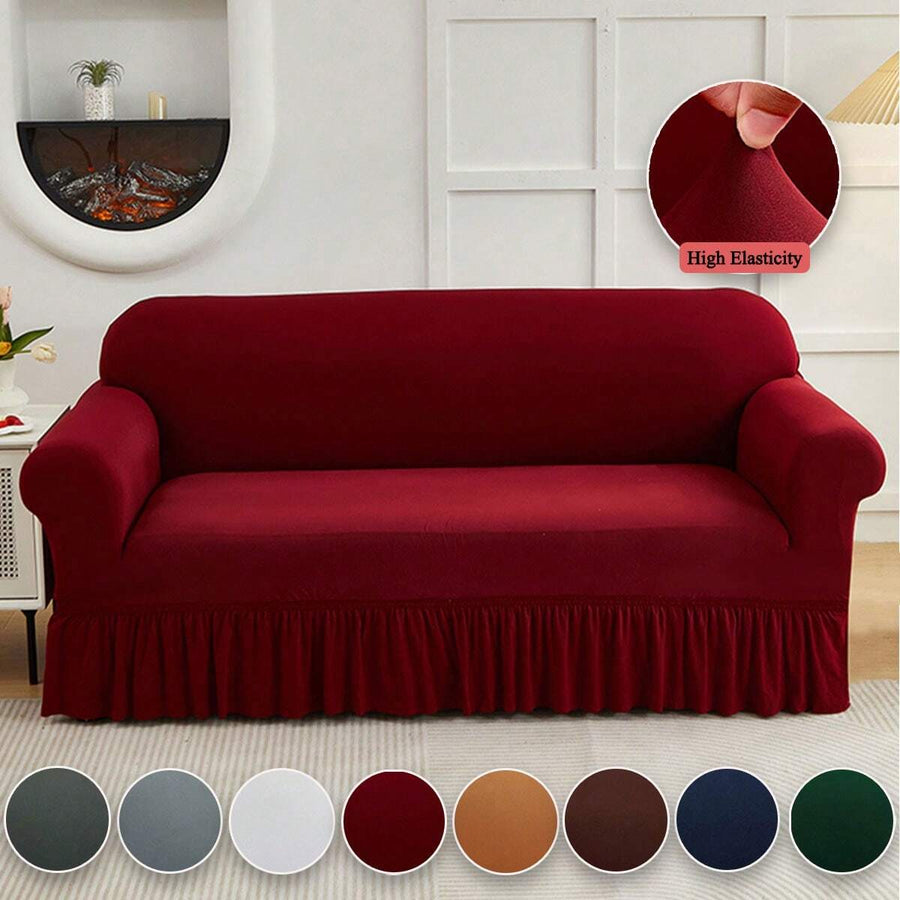 XM-Mirelitho 1PC Lightweight Sofa Slipcover Stretch Milk Silk Breathable Cool ForSummer Anti-Dirty And Non-Slip Solid Color Sofa Cover Suitable For 1/2/3/4 Seat Home/Living Room Decoration All-Inclusive Sofa Protective Cover
