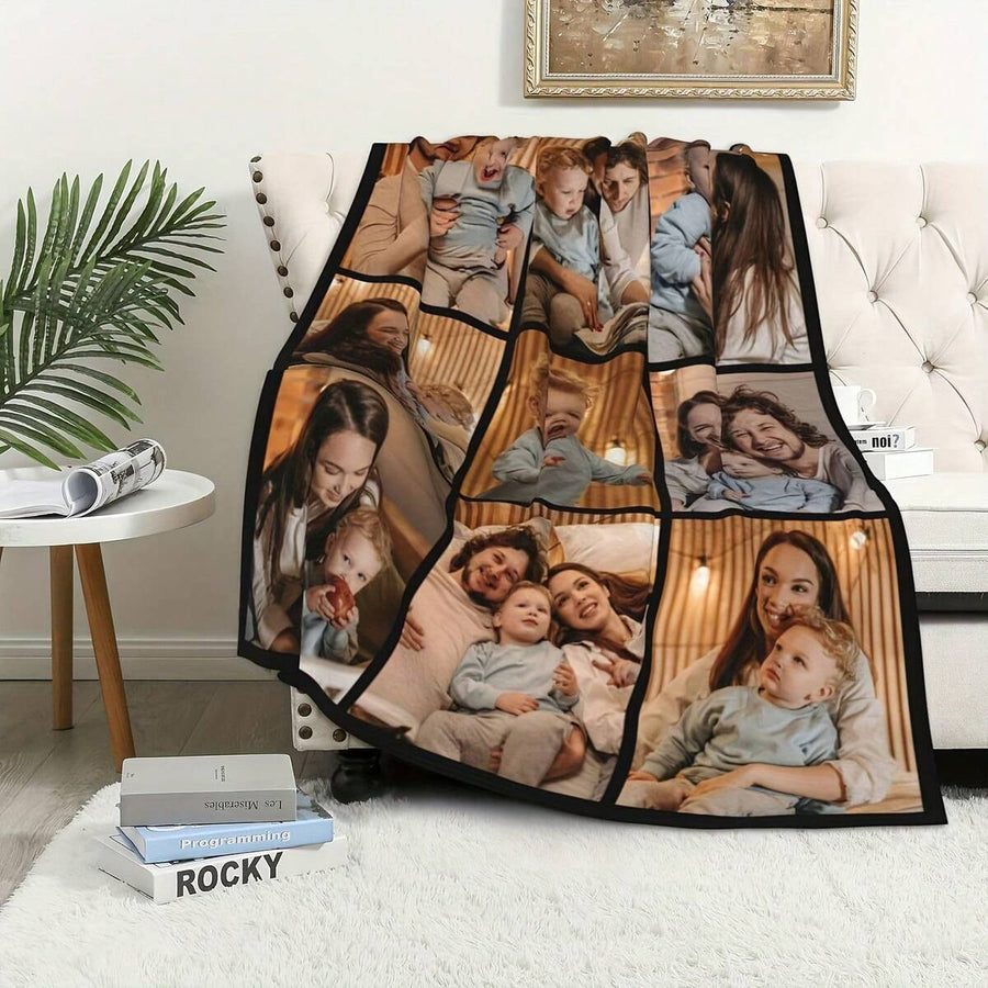 Personalized Photo Album Cover - Made Of Soft Flannel Material, Featuring Customizable Exclusive Photos, Suitable For Sofa, Bed And TV Cover - Download Your Photos, Easily Create A Unique Family Keepsake Gift - Comfortable And Durable Blanket Design